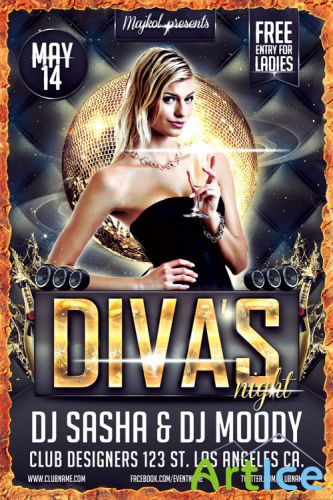 Diva's Night Party Flyer/Poster PSD Template