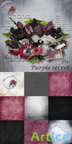 Scrap Set - Purple Secret PNG and JPG Files