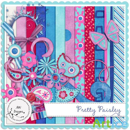 Scrap Set - Pretty Paisley PNG and JPG Files
