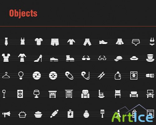 50 Vector Icons with Objects