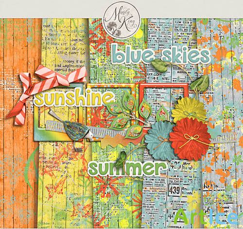 Scrap Set - Blue Skies Sunshine Summer PNG and JPG Files
