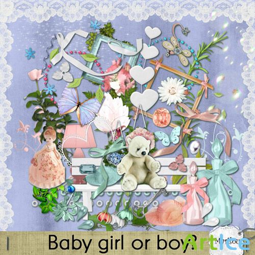 Scrap Set - Baby Girl or Boy PNG and JPG Files
