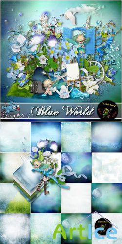 Scrap Set - Blue World PNG and JPG Files