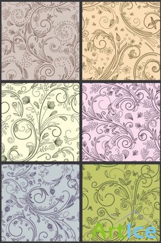 Seamless Vector Patterns Floral Chaos Set 61