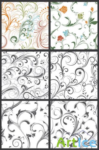 Seamless Vector Patterns Floral Chaos Set 64