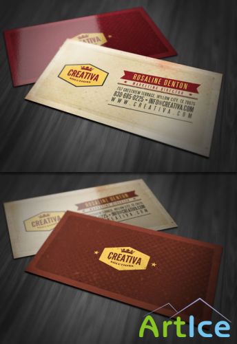 Retro Textured Business Card PSD Template