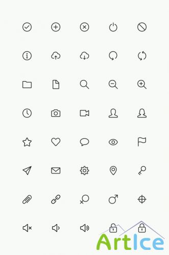 Simple Line PSD Icons Set Vol.1