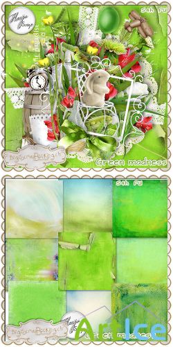 Scrap Set - Green Madness PNG and JPG Files