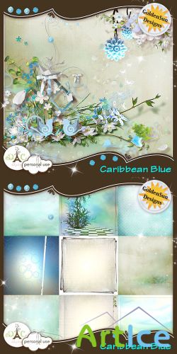 Scrap Set - Caribbean Blue PNG and JPG Files