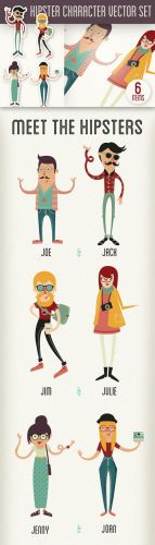 Hipster Photoshop Vector Character Set 1