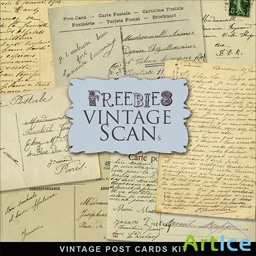 Scrap-kit - Vintage Post Cards - Letters PNG Images