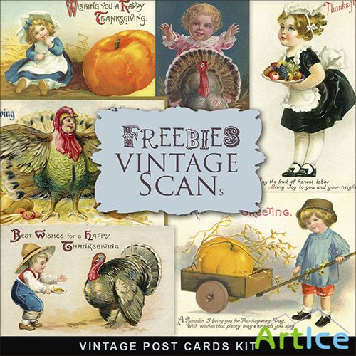 Scrap-kit - Vintage Post Cards - Childrens PNG Images