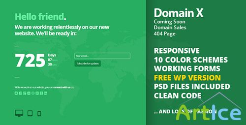 ThemeForest - Domain X (Coming Soon, Domain Sale, 404) + WP vers - RIP