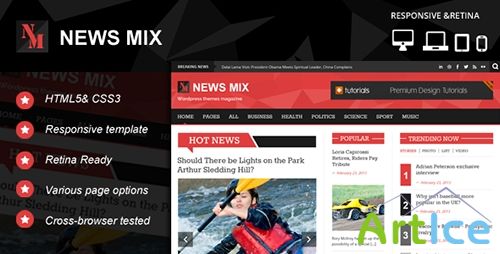 ThemeForest - News Mix Responsive HTML 5 Website Template - RIP