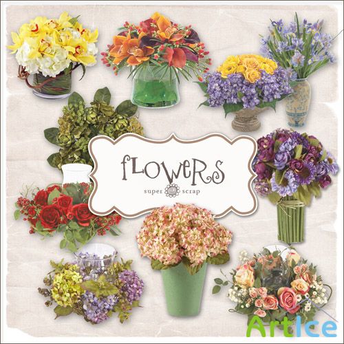 Scrap Kit - Flowers PNG Files