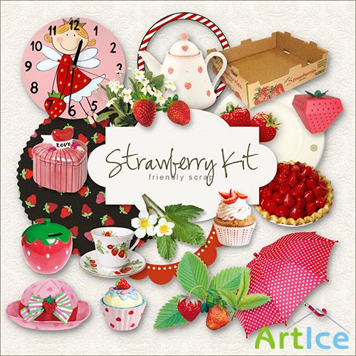Scrap-kit - Strawberry - PNG Images