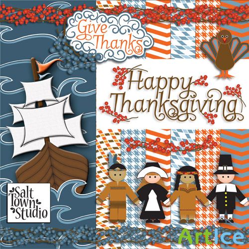 Scrap Set - Happy Thanksgiving PNG and JPG Files