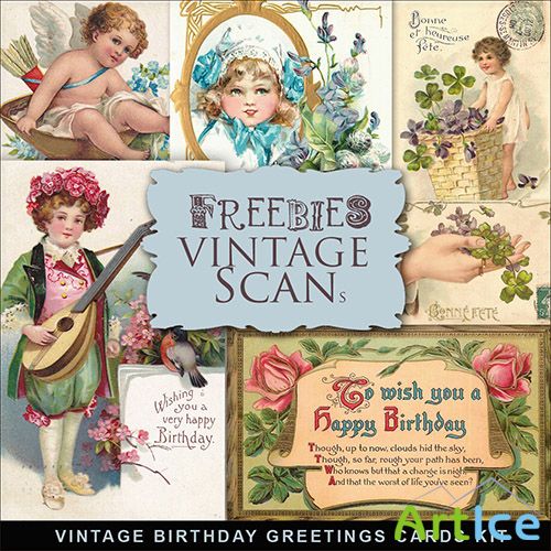 Scrap-kit - Vintage Birthday Greetings Cards