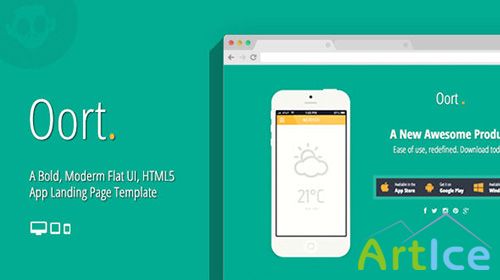 Mojo-Themes - Oort: Bold, Flat, HTML5, App Landing Page - RIP