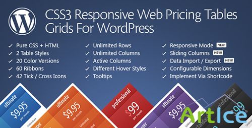 CodeCanyon - CSS3 Responsive Web Pricing Tables Grids for WordPress v9.0