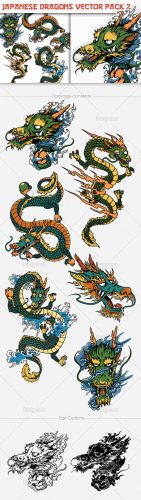 Japanese Dragons Photoshop Vector Pack 2