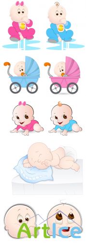 Cartoon Babies Vector Set