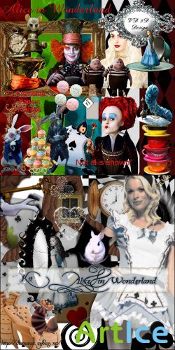 Scrap Set - Alice in Wonderland PNG and JPG Files