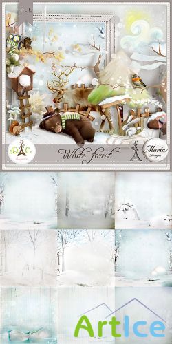 Scrap Set - White Forest PNG and JPG Files