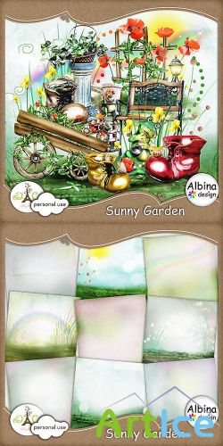 Scrap Kit - Sunny Garden PNG and JPG Files