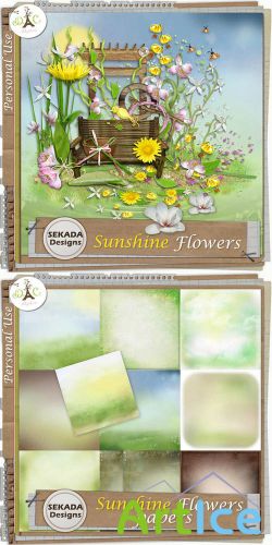 Scrap Kit - Sunshine Flowers PNG and JPG Files