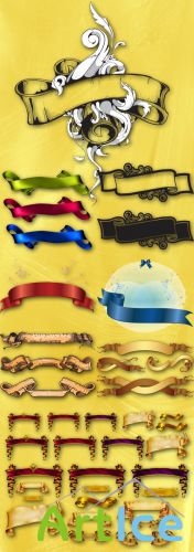 Ribbons Scrolls Vignettes PNG Files