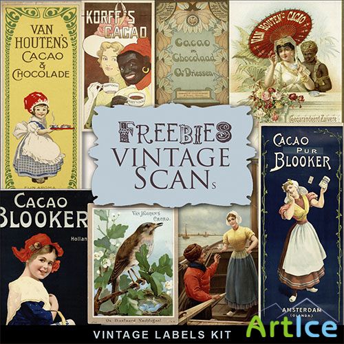 Scrap-kit - Old Vintage Labels - Pin-Up Style