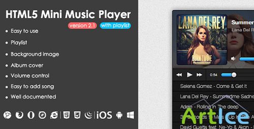 CodeCanyon - HTML5 Mini Music Player With Playlist v2.1