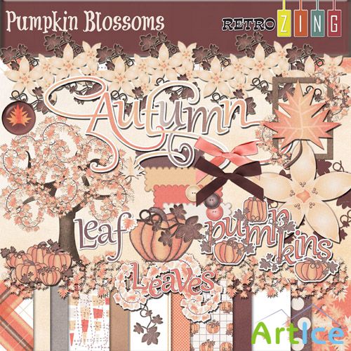 Scrap Set - Pumpkin Blossoms PNG and JPG Files