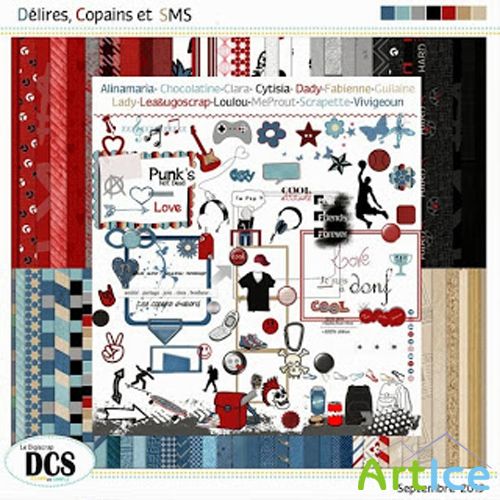 Scrap  Set - Delires, Copains et SMS PNG and JPG Files