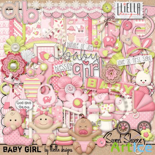 Scrap Set - Baby Girl PNG and JPG Files