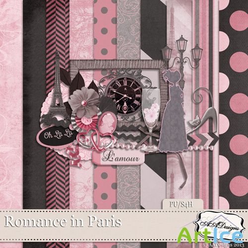 Scrap Set - Romance in Paris PNG and JPG Files