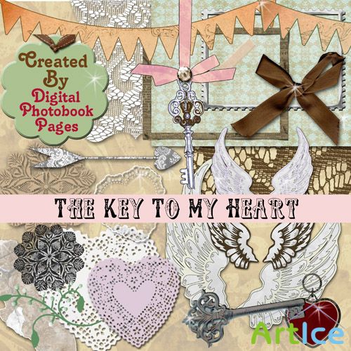 Scrap Set - Key To My Heart PNG and JPG Files