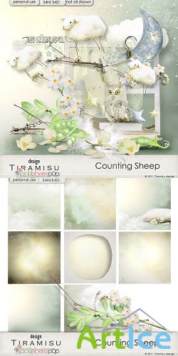 Scrap Set - Counting Sheep PNG and JPG Files