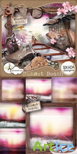 Scrap Set - Sunset Beach PNG and JPG Files