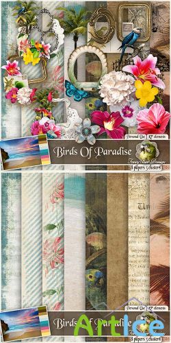 Scrap Set - Birds Of Paradise PNG and JPG Files