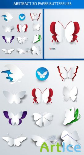 Designtnt - Abstract 3D Butterflies Set 1