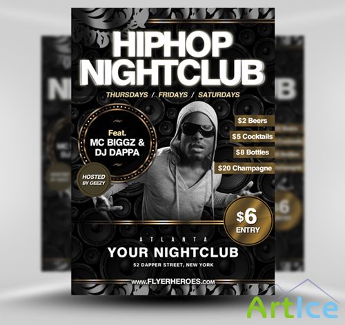 Hip Hop Night lub Flyer Template PSD
