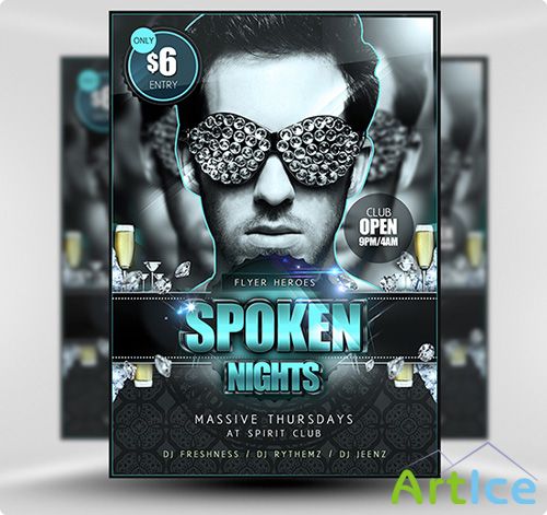 Spoken Nights Flyer Template PSD