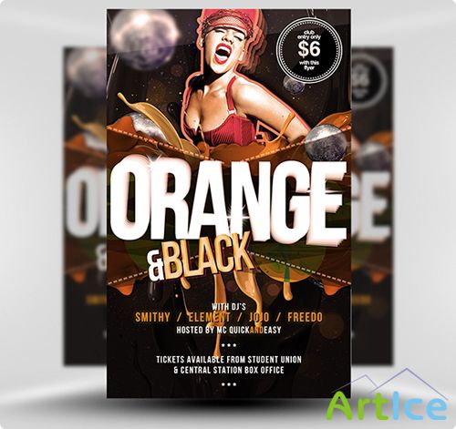 Black Orange Flyer Template PSD