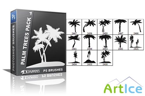 13 Palm Trees Photoshop Brushes Pack 1