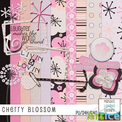 Scrap set - Cherry Blossom PNG and JPG Files