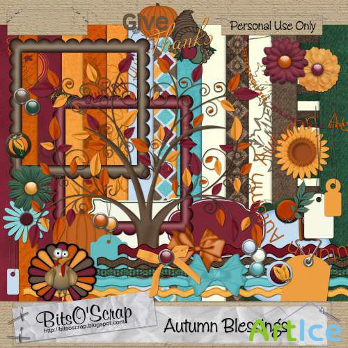 Scrap Kit - Autumn Blessings PNG and JPG Files