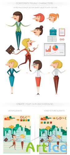 Corporate Female Vector Characters Set