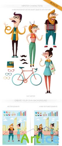 Hipsters Vector Characters Set